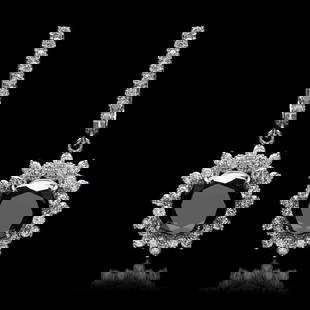 14K White Gold 7.50ct Black Diamond and 1.38ct Diamond Earrings: Retail: $22,785.00 ****** 14K White Gold 7.50ct Black Diamond and 1.38ct Diamond Earrings ****** Metal: 14K White Gold / Total Item Weight: 7.0 Grams / Country Made: United States / / Main Stone: