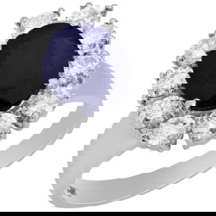 14k White Gold 2.96ct Sapphire 1.23ct Diamond Ring: Retail: $3,400.00 ****** 14k White Gold 2.96ct Sapphire 1.23ct Diamond Ring ****** Metal: 14K White Gold / Total Item Weight: 6.50 grams / Country Made: United States / / Main Stone: Sapphire /