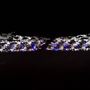 14K Gold 9.25ct Sapphire 0.75ct Diamond Bracelet: Retail: $7,640.00 ****** 14K Gold 9.25ct Sapphire 0.75ct Diamond Bracelet ****** Metal: 14K Solid White Gold / Total Item Weight: 9.3 grams / Country Made: United States / / Main Stone: Sapphire /