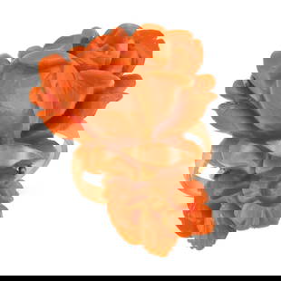 14K Yellow Gold Setting with Carved Coral Ladies Ring: Retail: $3,260.00 ****** 14K Yellow Gold Setting with Carved Coral Ladies Ring ****** Size: 7.5 / Metal: 14K Yellow Gold / Total Item Weight: 9.9 Grams / Country Made: United States / / Main Stone: