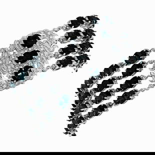 14k White Gold 86.89ct Blue Topaz 1.08ct Diamond Bracelet: Retail: $16,725.00 ****** 14k White Gold 86.89ct Blue Topaz 1.08ct Diamond Bracelet ****** Metal: 14K White Gold / Total Item Weight: 52.70 grams / Country Made: United States / / Main Stone: Blue