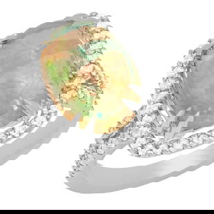 14k White Gold 5.12ct White Opal 1.02ct Diamond Ring: Retail: $11,250.00 ****** 14k White Gold 5.12ct White Opal 1.02ct Diamond Ring ****** Metal: 14K White Gold / Total Item Weight: 6.50 grams / Country Made: United States / / Main Stone: White Opal /