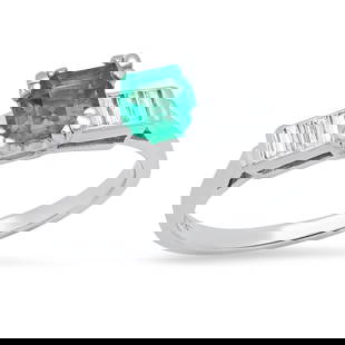 Platinum Setting with 0.58ct Emerald and 0.15ct Diamond Ladies Ring: Retail: $3,440.00 ****** Platinum Setting with 0.58ct Emerald and 0.15ct Diamond Ladies Ring ****** Size: 8(we offer free resizing to winning bidders) / Metal: Platinum / Total Item Weight: 4.7 Grams