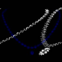 14K White Gold 47.50ct Sapphire and 1.85ct Diamond Necklace