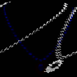 14K White Gold 57.69ct Sapphire and 1.08ct Diamond Necklace