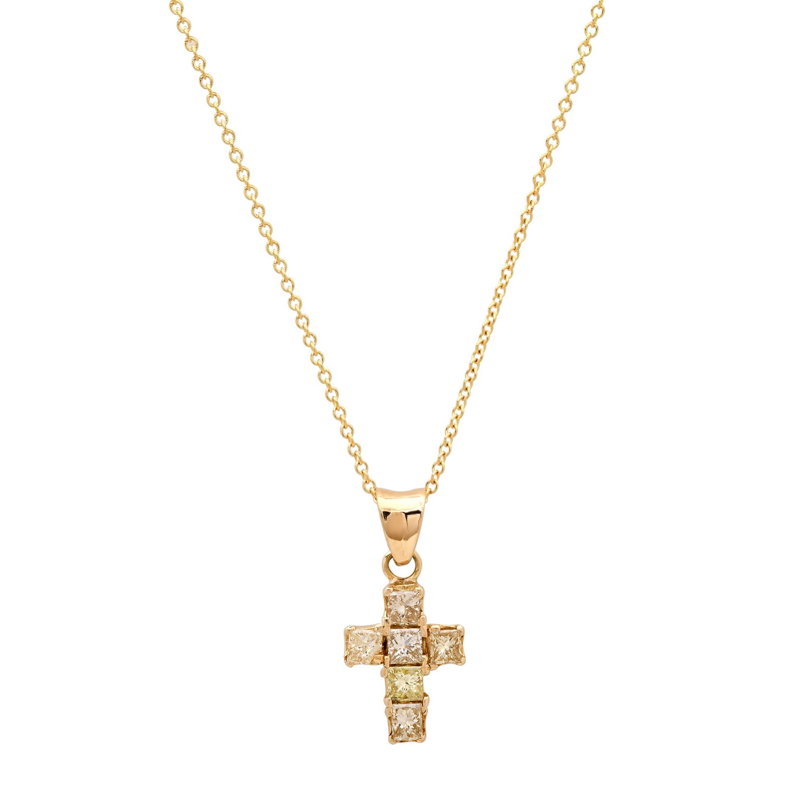 14K Yellow Gold Setting with 1.30ct Diamond Cross Pendant: Retail: $3,730.00 ****** 14K Yellow Gold Setting with 1.30ct Diamond Cross Pendant ****** Size: 18 / Metal: 14K Yellow Gold / Total Item Weight: 1.3 Grams / Country Made: United States / / Main Stone: