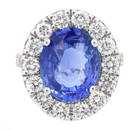 18K White Gold Ladies Ring with 8.14ct Natural Unheated Ceylon Sapphire and 2.16ct Diamonds