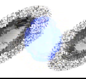 18K White Gold Ladies Ring with 8.14ct Natural Unheated Ceylon Sapphire and 2.16ct Diamonds