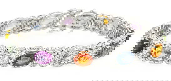 18K White Gold Ladies Bracelet with 16.80ct tw Sapphire and 7.28ct tw Diamonds