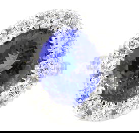 18K White Gold Ladies Ring with 6.24ct Tanzanite and 1.85ct Adjacent Diamonds