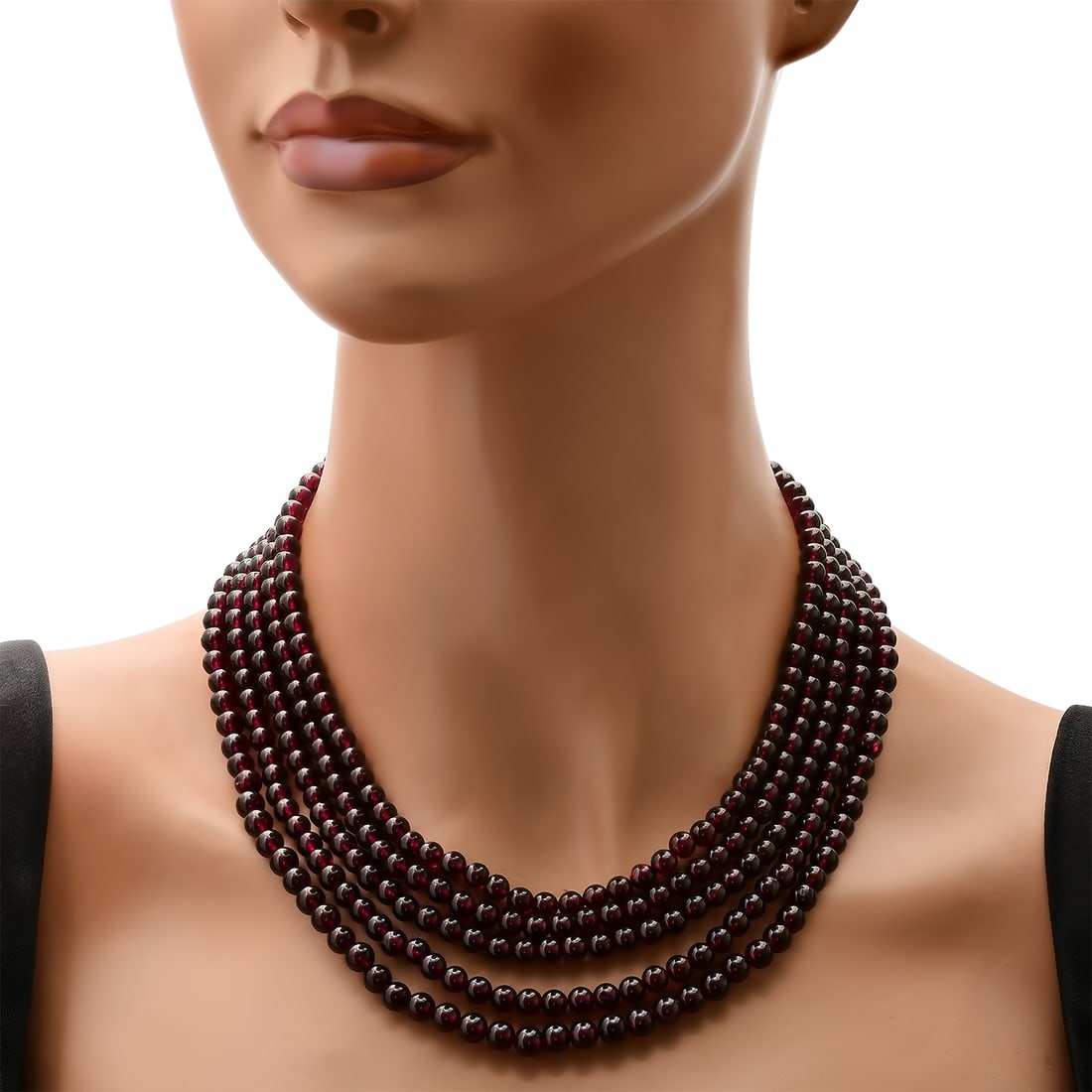 14K Yellow Gold Clasp and 727ct Garnet Bead Five Strand Necklace: Retail: $14,750.00 ****** 14K Yellow Gold Clasp and 727ct Garnet Bead Five Strand Necklace ****** Size: 16.5 / Metal: 14K Yellow Gold / Total Item Weight: 165.4 Grams / Country Made: United States / /