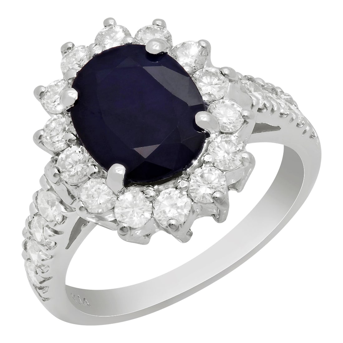 14k White Gold 2.39ct Sapphire 1.14ct Diamond Ring: Retail: $6,235.00 ****** 14k White Gold 2.39ct Sapphire 1.14ct Diamond Ring ****** Metal: 14K White Gold / Total Item Weight: 5.20 grams / Country Made: United States / / Main Stone: Sapphire / Color: