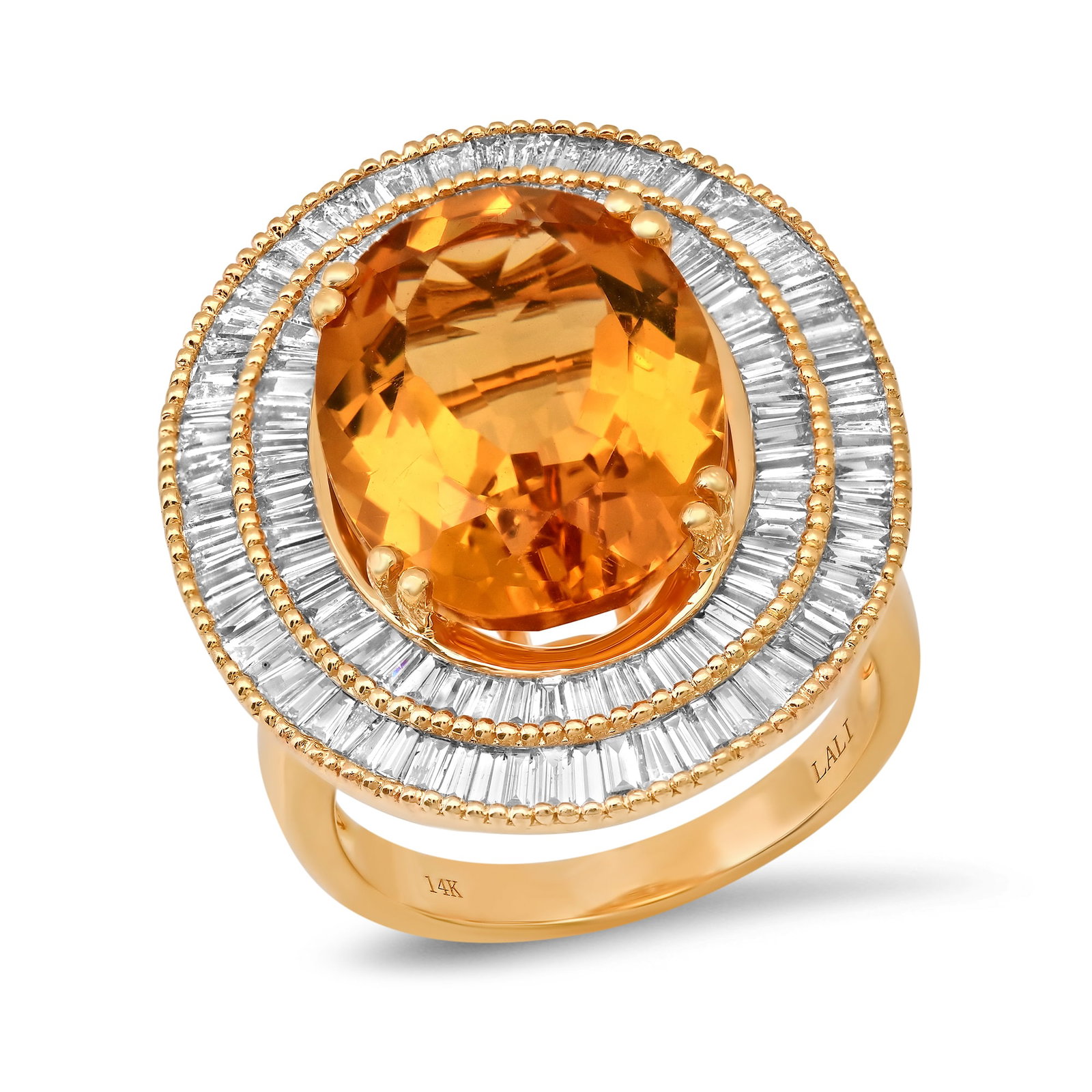 14K Yellow Gold Setting with 9.76ct Citrine and 1.68ct Diamond Ladies Ring: Retail: $10,400.00 ****** 14K Yellow Gold Setting with 9.76ct Citrine and 1.68ct Diamond Ladies Ring ****** Size: 7 (we offer free resizing to winning bidders) / Metal: 14K Yellow Gold / Total Item We