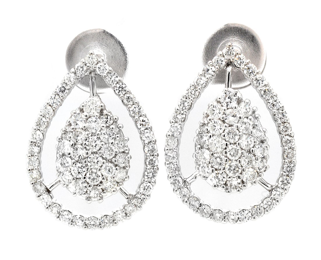 18K White Gold Ladies Earrings with 2.41ct tw Diamonds: Retail: $11,000.00 ****** 18K White Gold Ladies Earrings with 2.41ct tw Diamonds ****** Metal: 18K White Gold / Total Item Weight: 8.6 Grams / Country Made: United States / / Main Stone: Diamond / Car