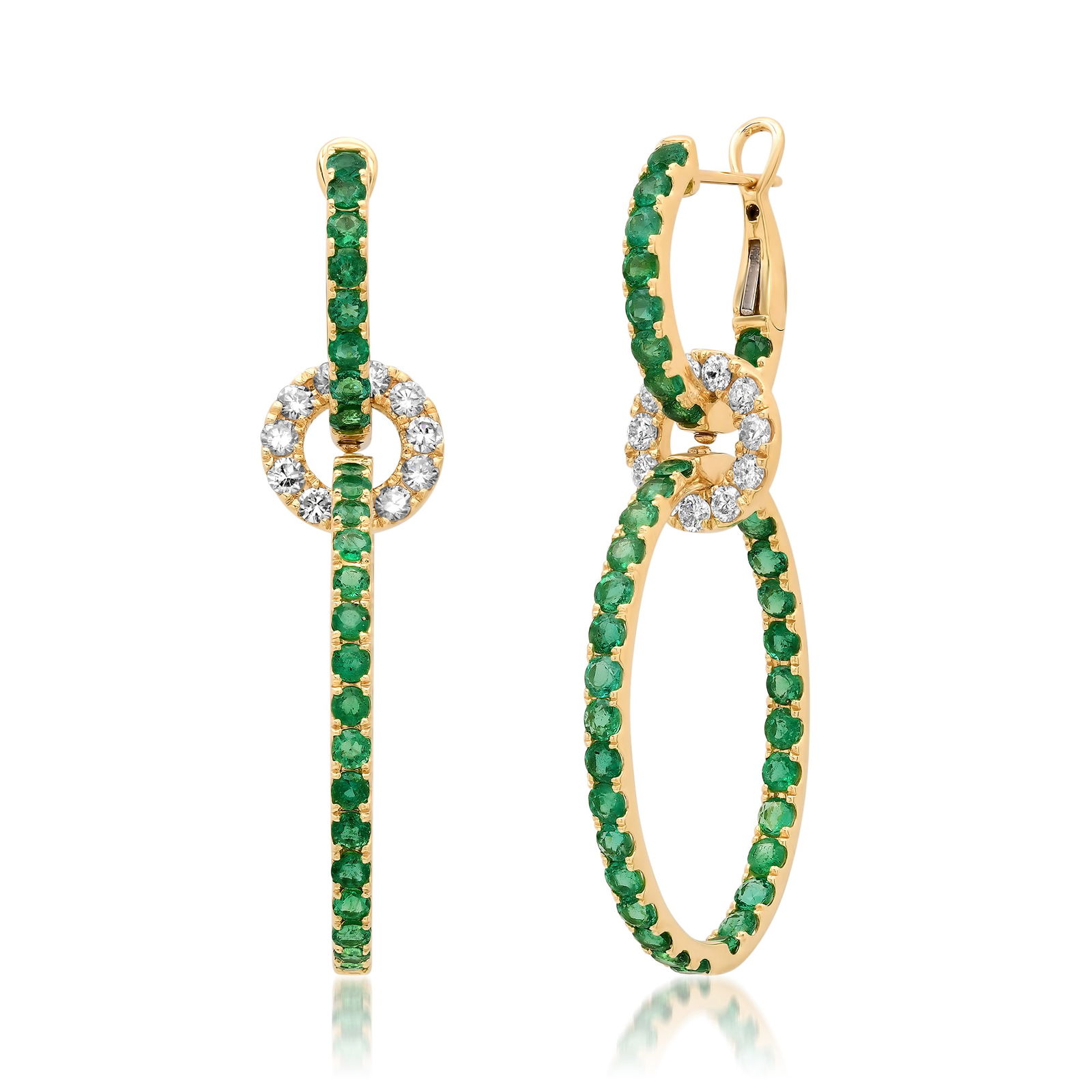 14K Yellow Gold Setting with 5.0ct Emerald and 1.0ct Diamond Earrings (1 of 3)