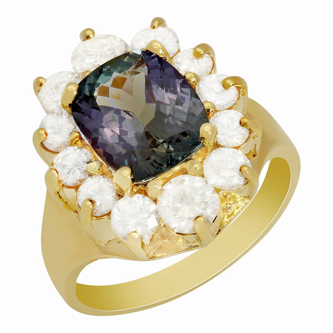 14k Yellow Gold 2.69ct Tanzanite 1.59ct Diamond Ring: Retail: $11,680.00 ****** 14k Yellow Gold 2.69ct Tanzanite 1.59ct Diamond Ring ****** Metal: 14K Yellow Gold / Total Item Weight: 6.30 grams / Country Made: United States / / Main Stone: Tanzanite /