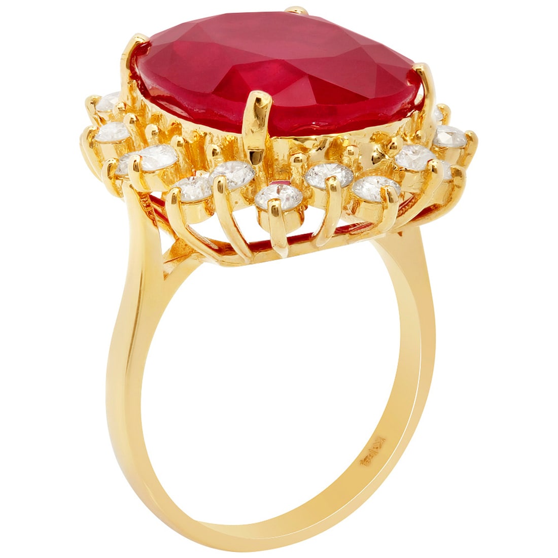 14k Yellow Gold 17.50ct Ruby 1.33ct Diamond Ring - 2
