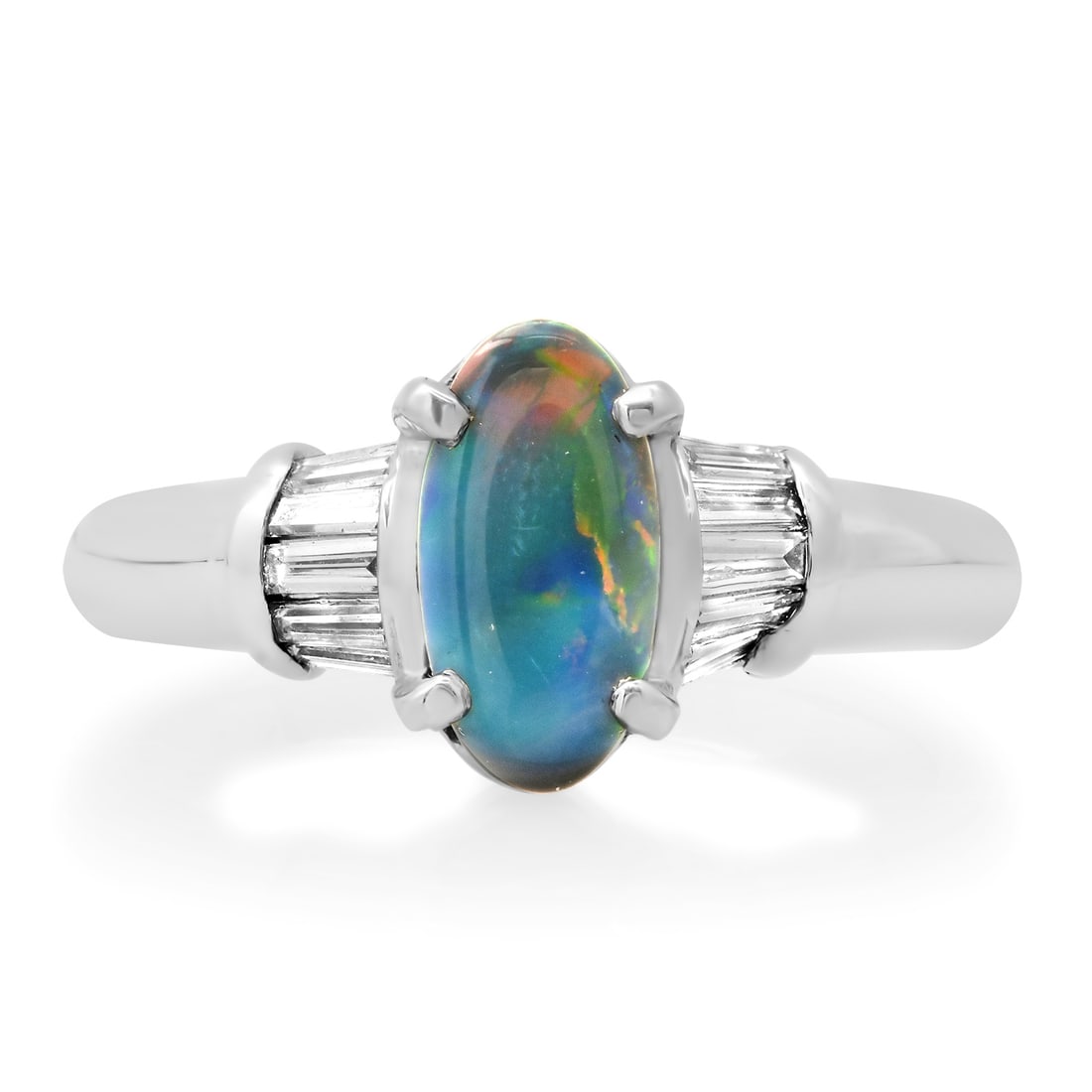 Platinum Setting with 0.77ct Black Opal and 0.26ct Diamond Ladies Ring - 2