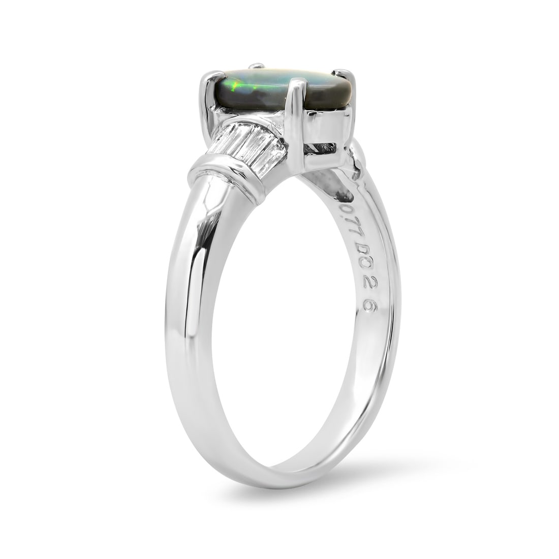 Platinum Setting with 0.77ct Black Opal and 0.26ct Diamond Ladies Ring - 3