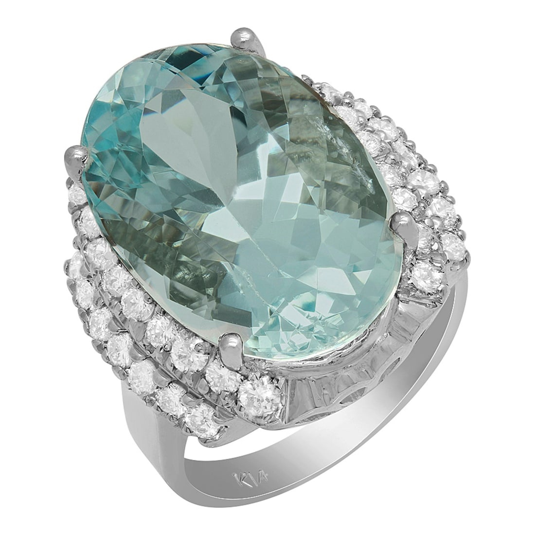 14k White Gold 11.99ct Aquamarine 0.92ct Diamond Ring (1 of 5)