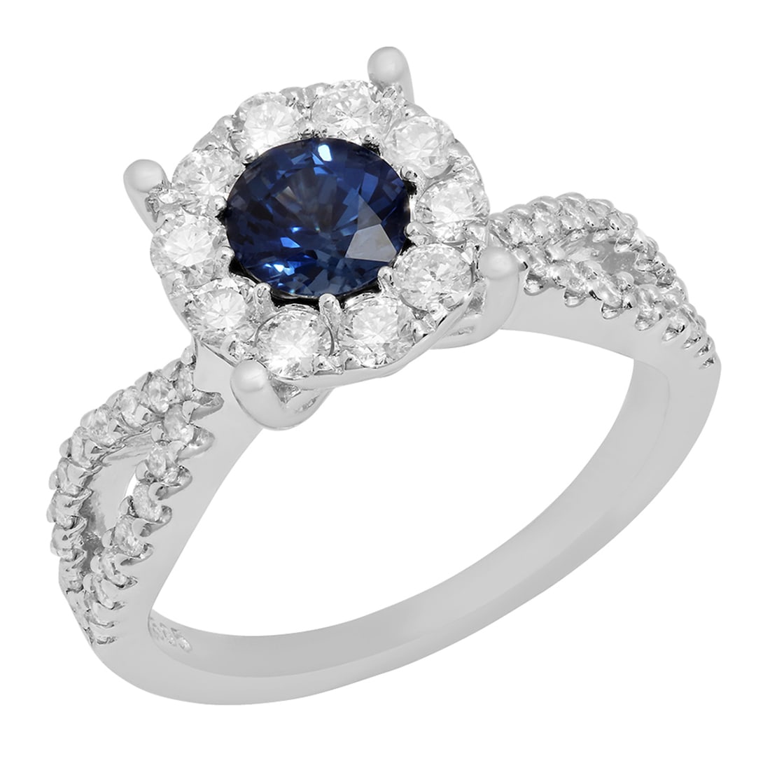 14k White Gold 1.00ct Sapphire 0.78ct Diamond Ring (1 of 4)