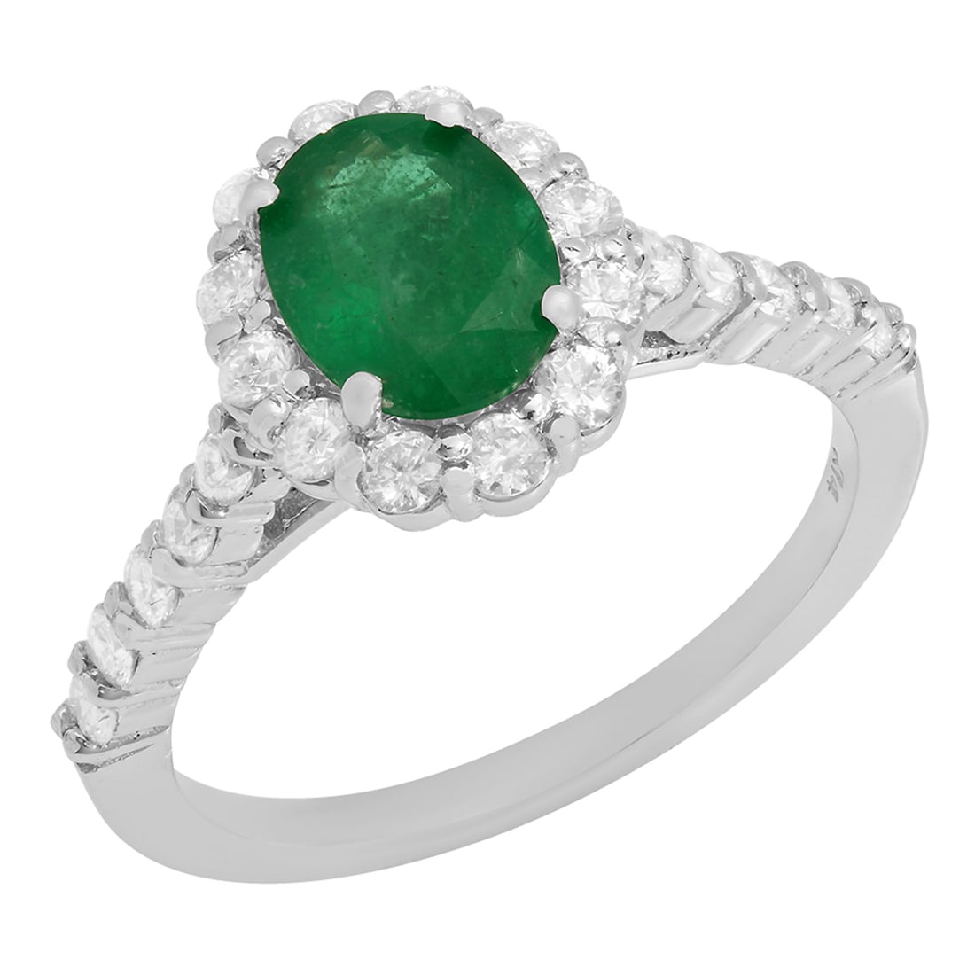 14k White Gold 1.19ct Emerald 0.70ct Diamond Ring (1 of 4)