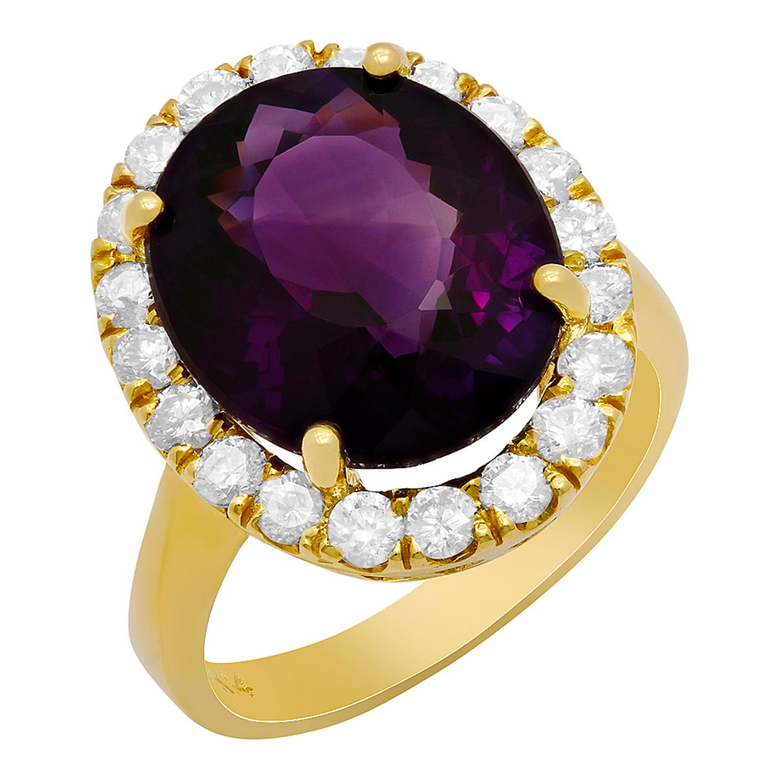 14k Yellow Gold 7.20ct Amethyst 1.09ct Diamond Ring (1 of 5)