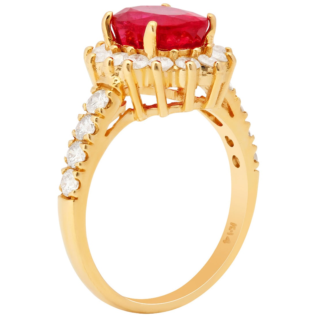 14k Yellow Gold 3.37ct Ruby 0.99ct Diamond Ring - 2