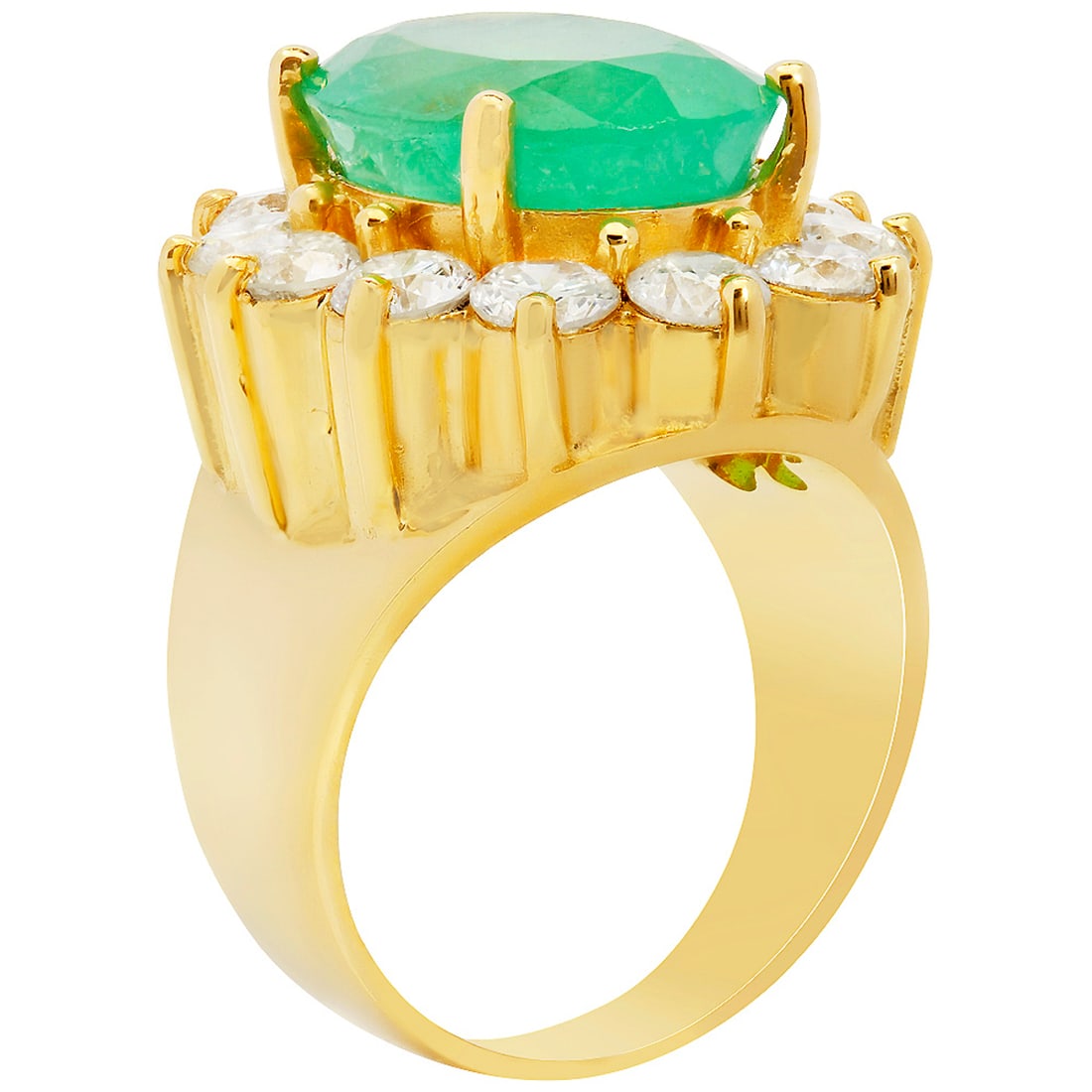 14k Yellow Gold 8.83ct Emerald 2.97ct Diamond Ring - 2