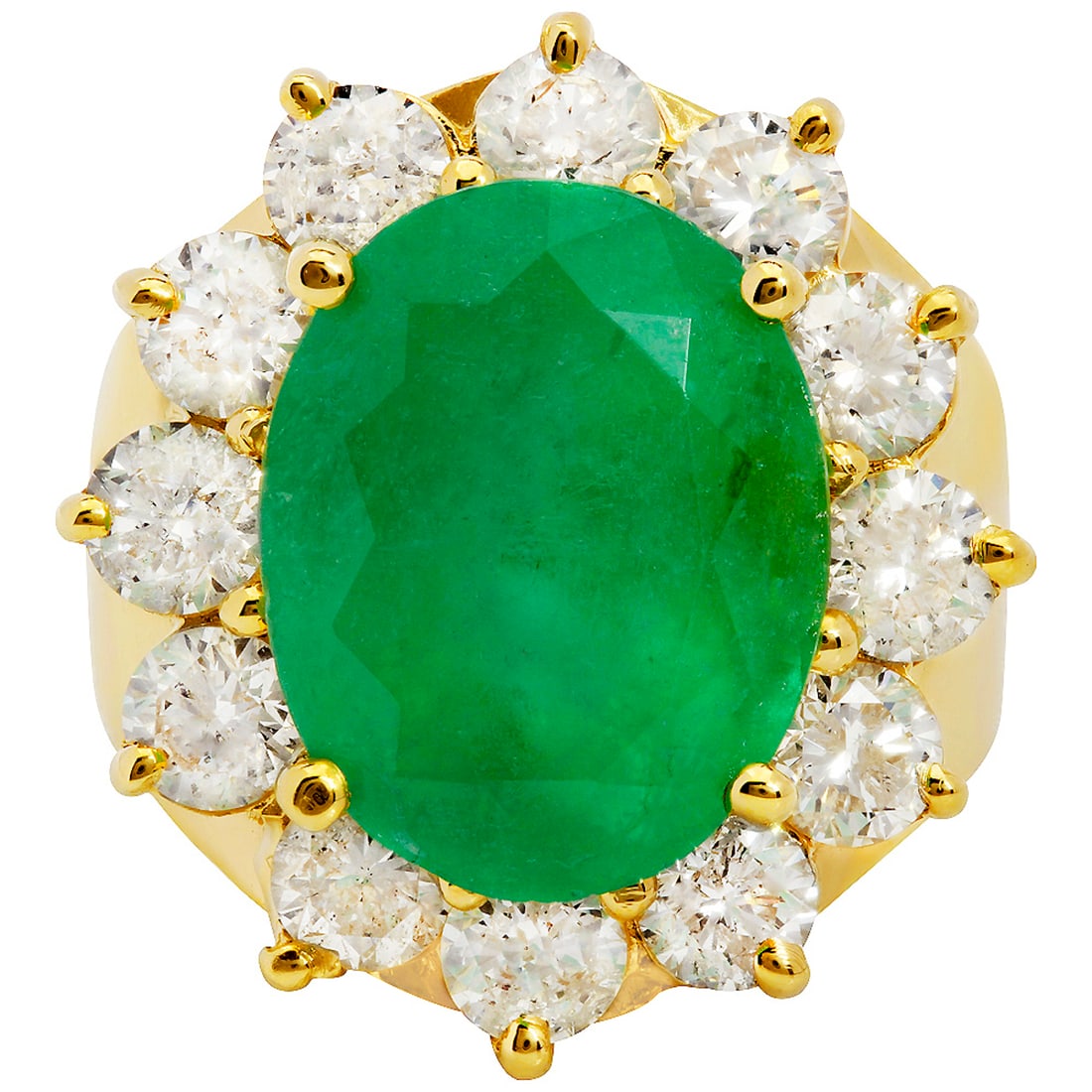 14k Yellow Gold 8.83ct Emerald 2.97ct Diamond Ring - 3