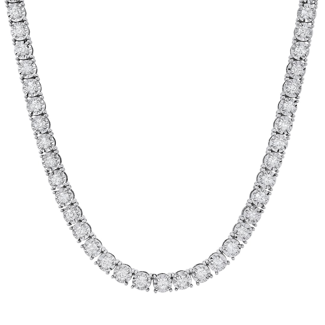 14K White Gold Setting with 7.15ct Diamond Necklace: Retail: $41,800.00 ****** 14K White Gold Setting with 7.15ct Diamond Necklace ****** Size: 17 / Metal: 14K White Gold / Total Item Weight: 26.7 Grams / Country Made: United States / / Main Stone: