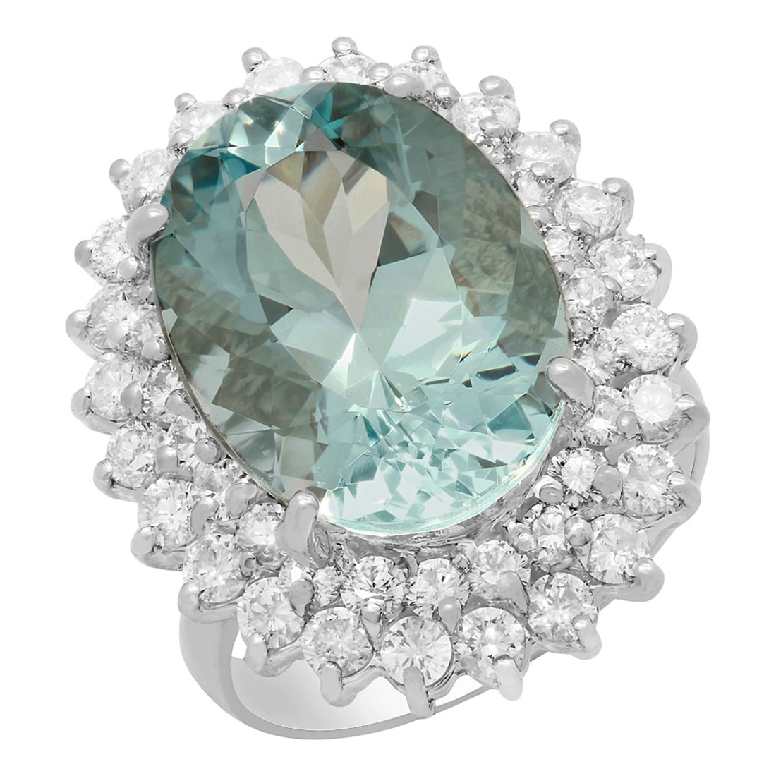 14k White Gold 9.27ct Aquamarine 2.04ct Diamond Ring (1 of 5)