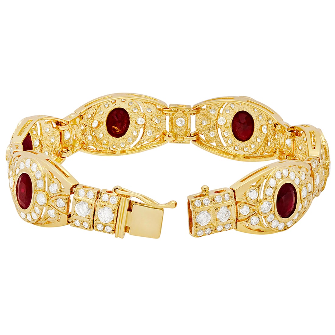 14k Yellow Gold 10.07ct Ruby 7.44ct Diamond Bracelet - 2