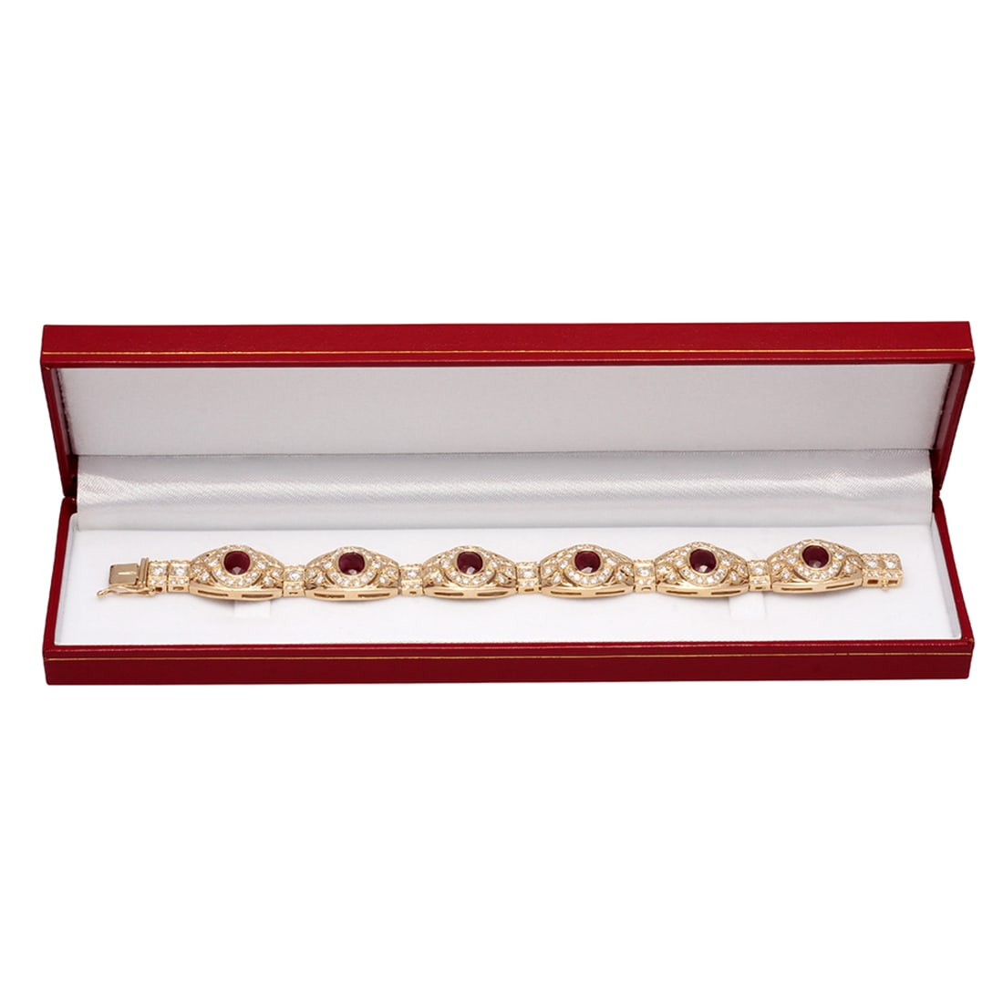 14k Yellow Gold 10.07ct Ruby 7.44ct Diamond Bracelet - 4