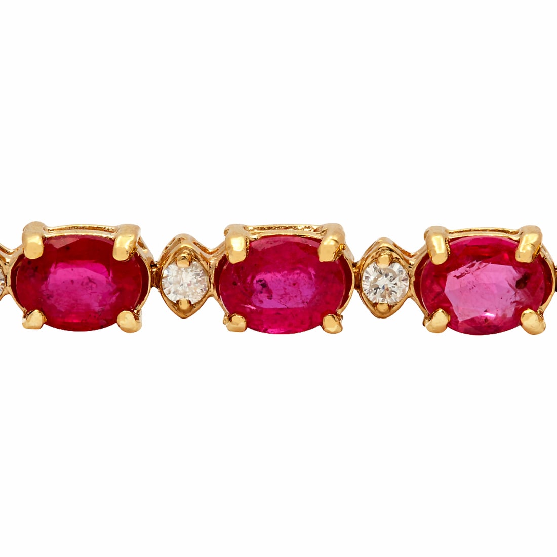14k Yellow Gold 9.91ct Ruby 0.70ct Diamond Bracelet - 2