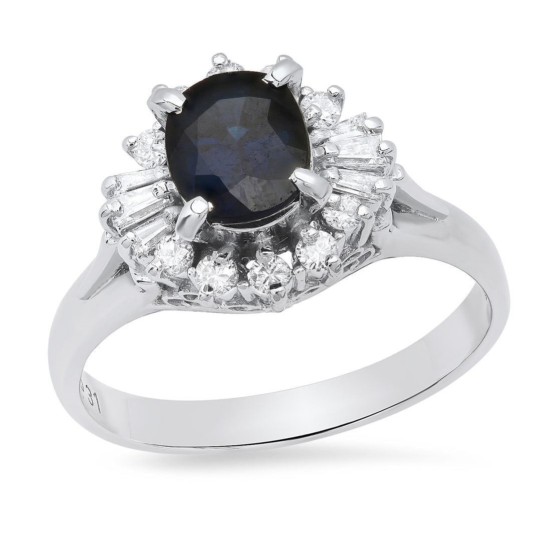 Platinum Setting with 1.26ct Sapphire and 0.31ct Diamond Ladies Ring (1 of 5)