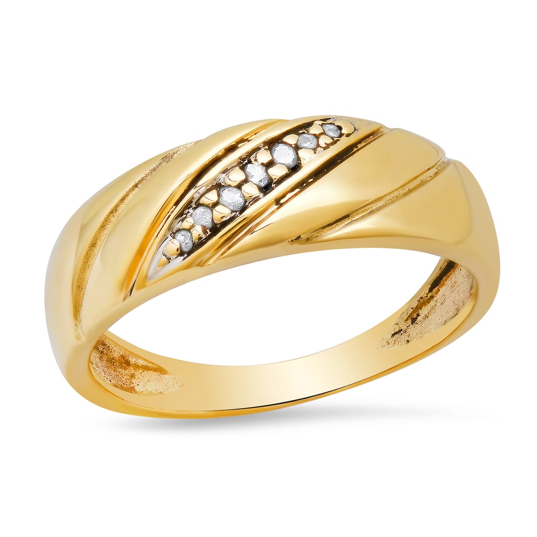 14K Yellow Gold Band with Approx. 0.012ct Diamond Ring: Retail: $725.00 ****** 14K Yellow Gold Band with Approx. 0.012ct Diamond Ring ****** Size: 8 / Metal: 14K Yellow Gold / Total Item Weight: 3.5 Grams / Country Made: United States / / Main Stone: Diamo