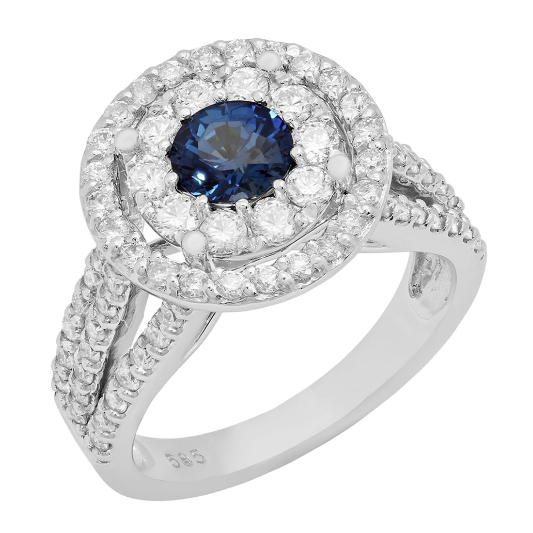 14k White Gold 0.99ct Sapphire 1.52ct Diamond Ring (1 of 4)