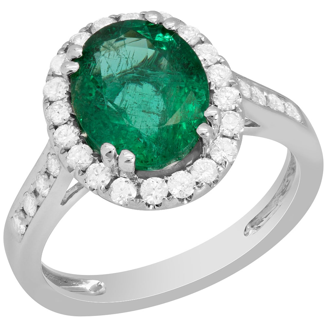 14k White Gold 2.08ct Emerald 0.76ct Diamond Ring (1 of 3)