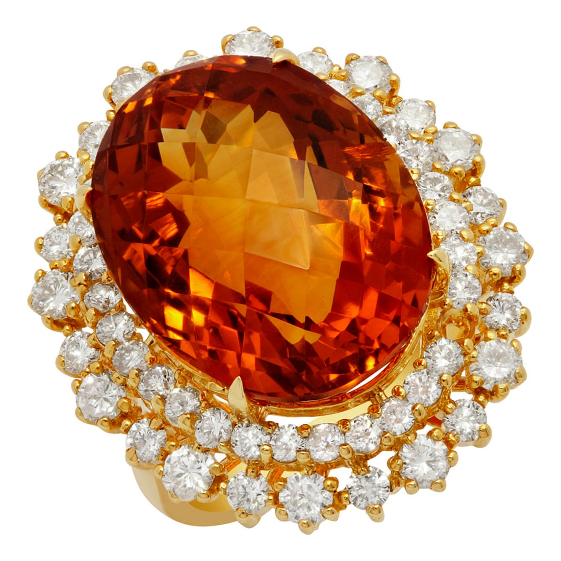 14k Yellow Gold 18.21ct Citrine 2.089ct Diamond Ring (1 of 5)