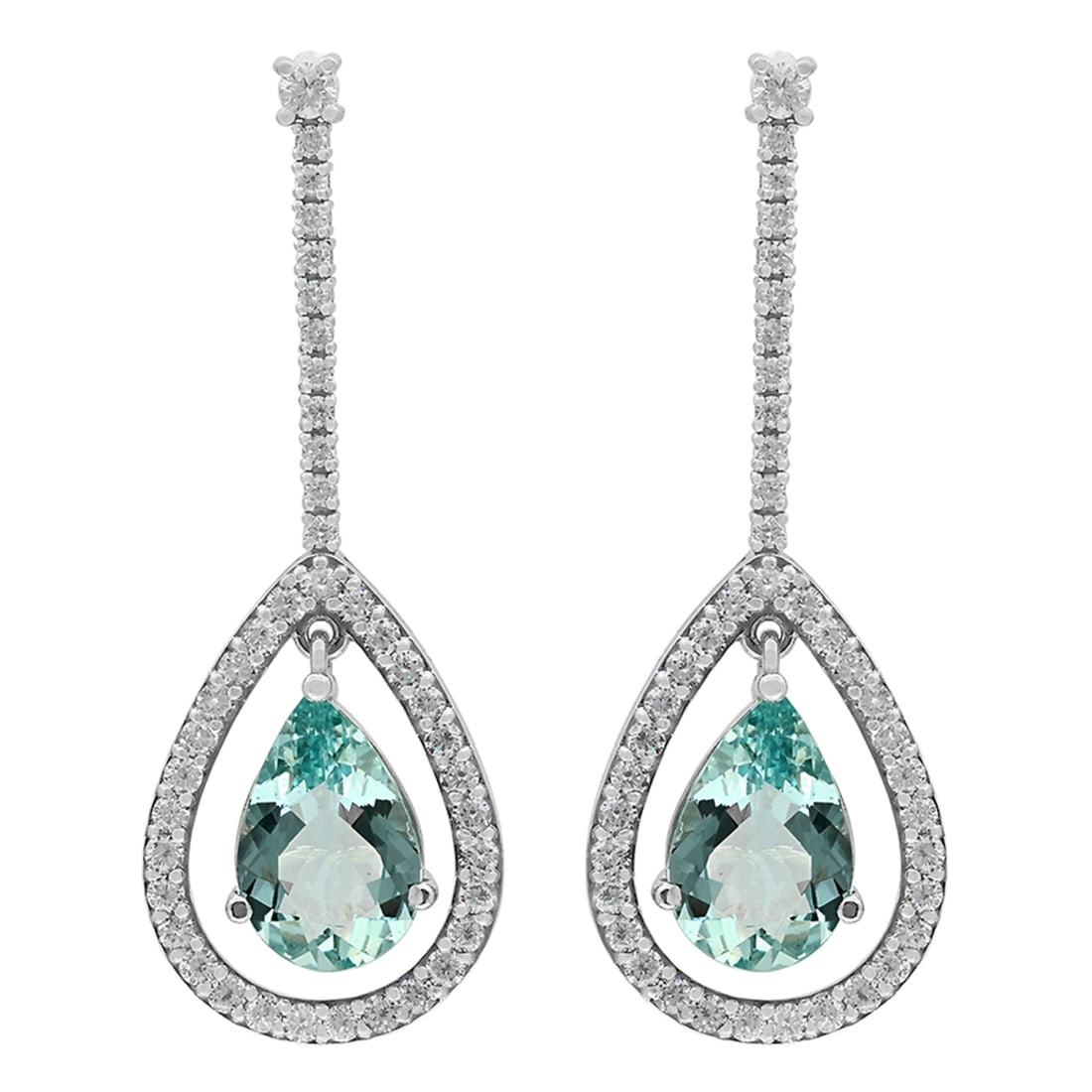 14k White Gold 7.21ct Aquamarine 1.33ct Diamond Earrings (1 of 4)