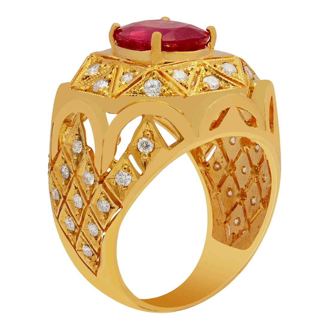 14K Gold 3.90ct Ruby and 1.08ct Diamond Ring - 2