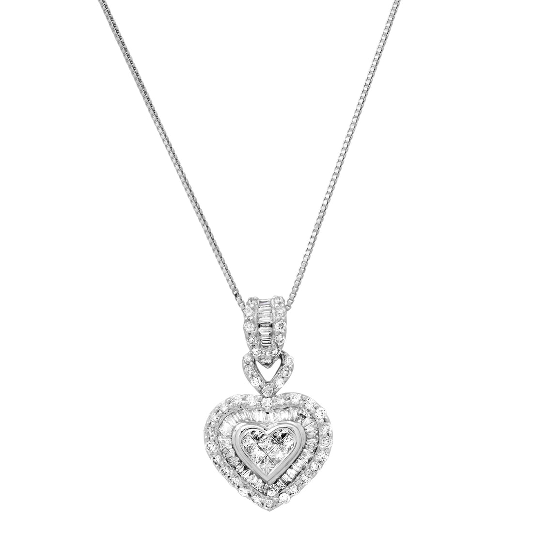 18K White Gold Setting with 2.50ct Diamond Ladies Pendant: Retail: $8,535.00 ****** 18K White Gold Setting with 2.50ct Diamond Ladies Pendant ****** Size: 18 / Metal: 18K White Gold / Total Item Weight: 5.6 Grams / Country Made: United States / / Main