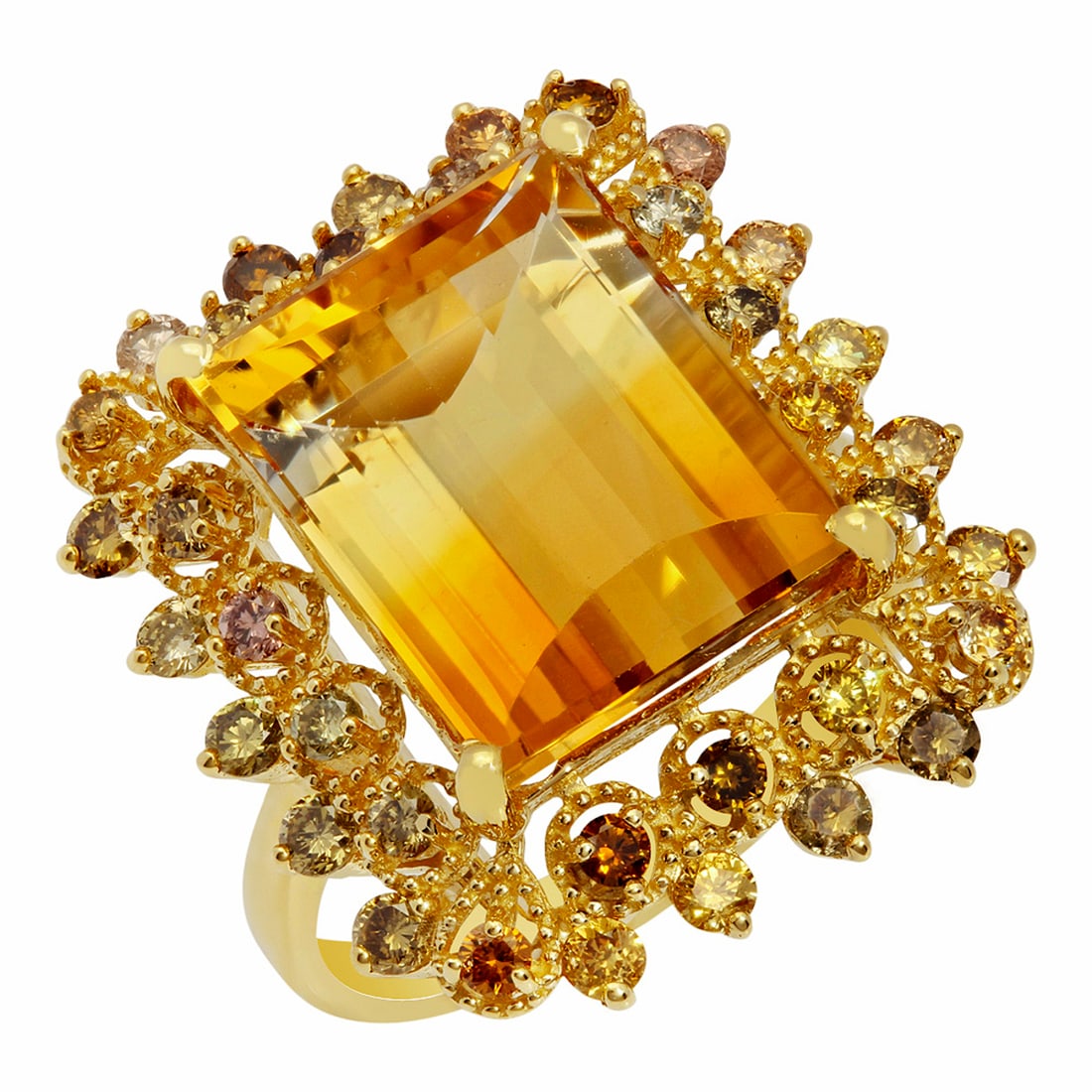 14k Yellow Gold 9.22ct Citrine 1.01ct Diamond Ring (1 of 5)