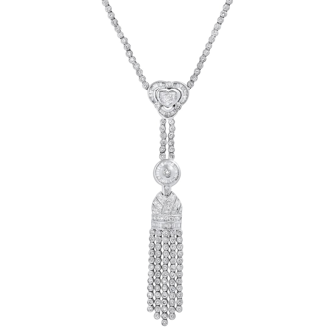 18K White Gold Setting with 0.81ct Center Diamond and 12.15tcw Diamond Necklace (1 of 4)