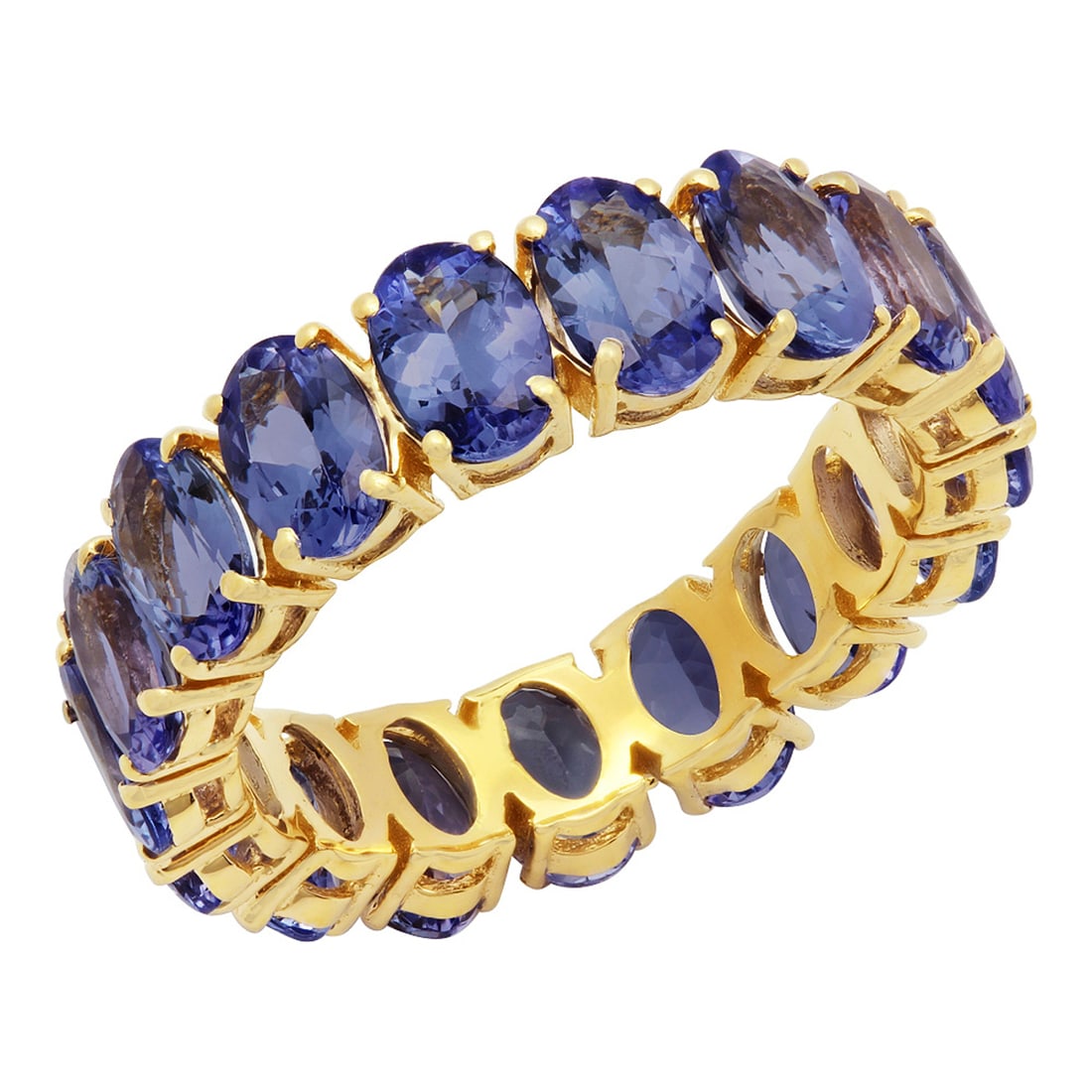 14k Yellow Gold 7.38ct Tanzanite Eternity Band Ring (1 of 4)