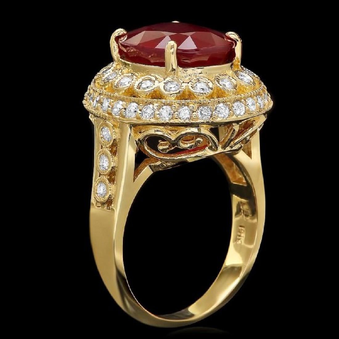 14K Yellow Gold 6.37ct Ruby and 0.78ct Diamond Ring (1 of 4)
