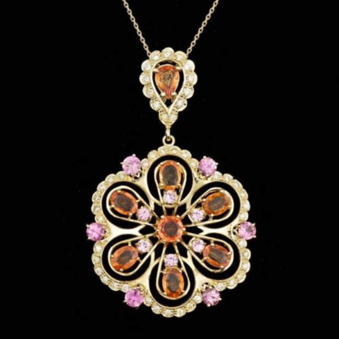 14K Gold 9.39ct Fancy Color Sapphire 1.41ct Diamond Pendant (1 of 4)