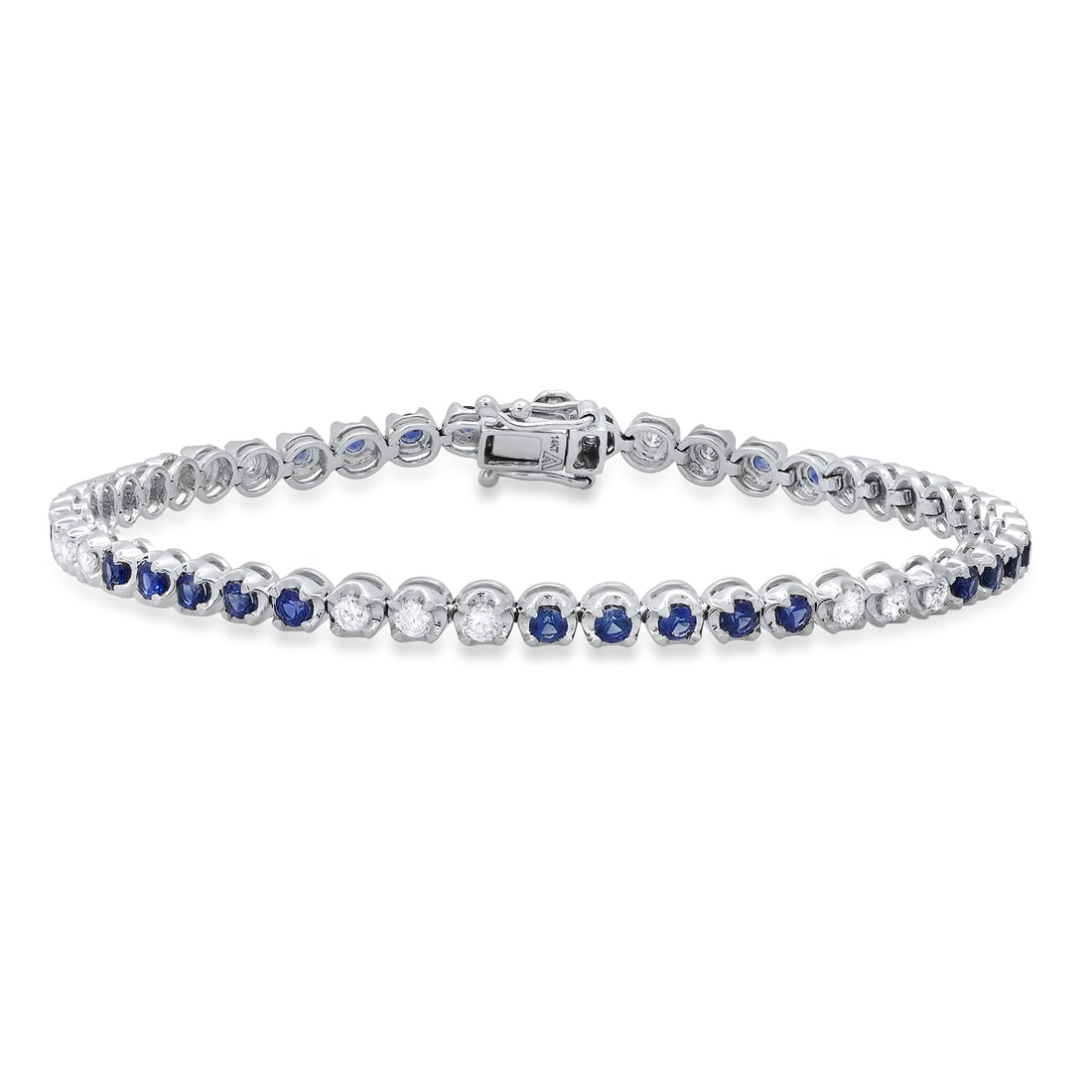 14K White Gold 2.54ct Sapphire and 1.28ct Diamond Bracelet (1 of 5)