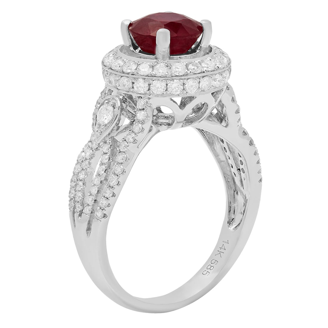 14k White Gold 1.94ct Ruby 0.97ct Diamond Ring - 2